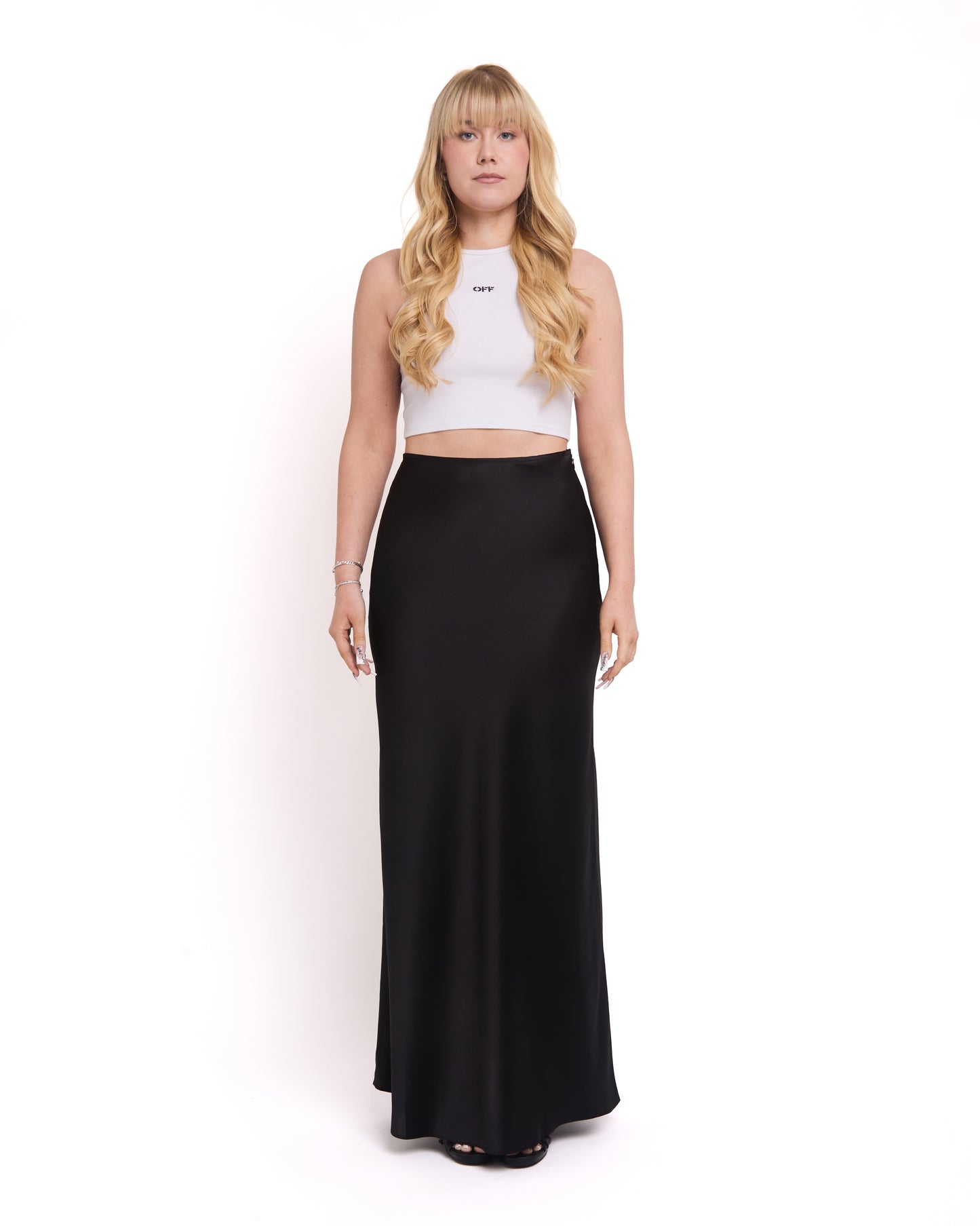 Satin Maxi Skirt- Black