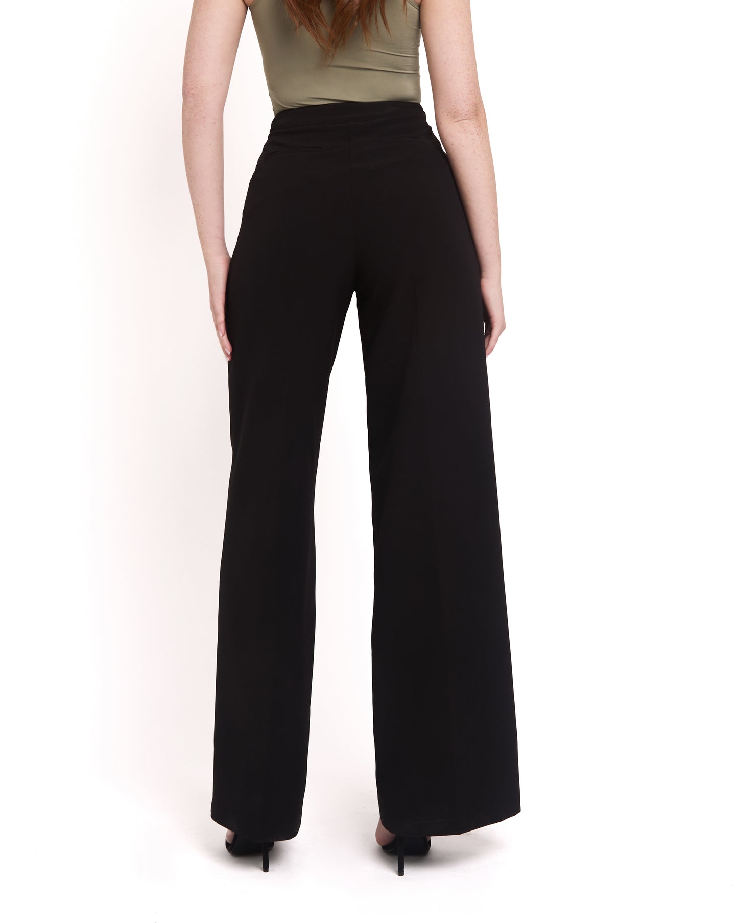 Wide Leg Tailored Trousers- Black