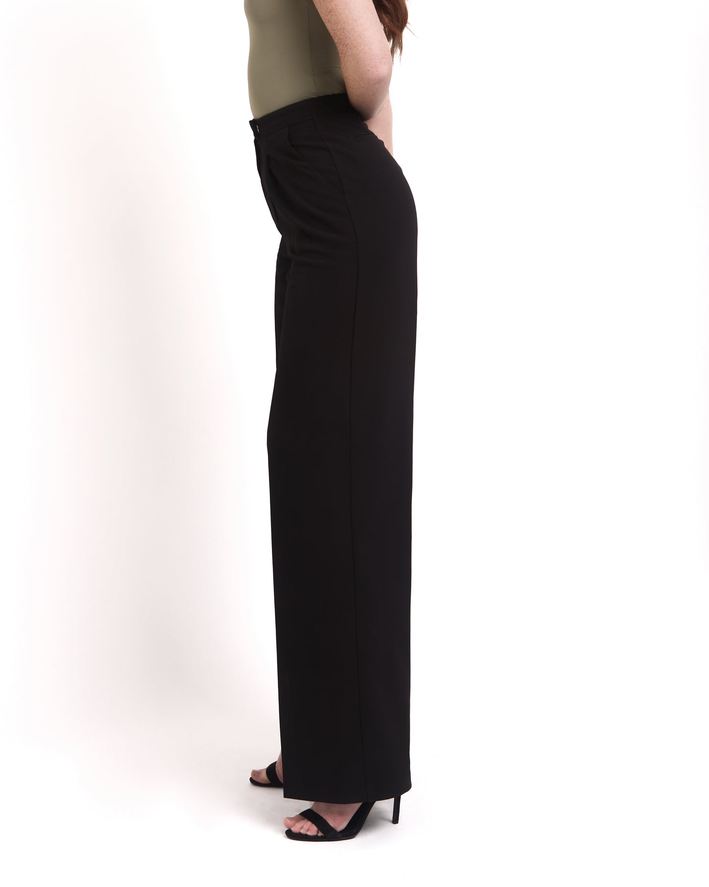 Wide Leg Tailored Trousers- Black