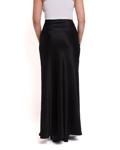 Satin Maxi Skirt- Black